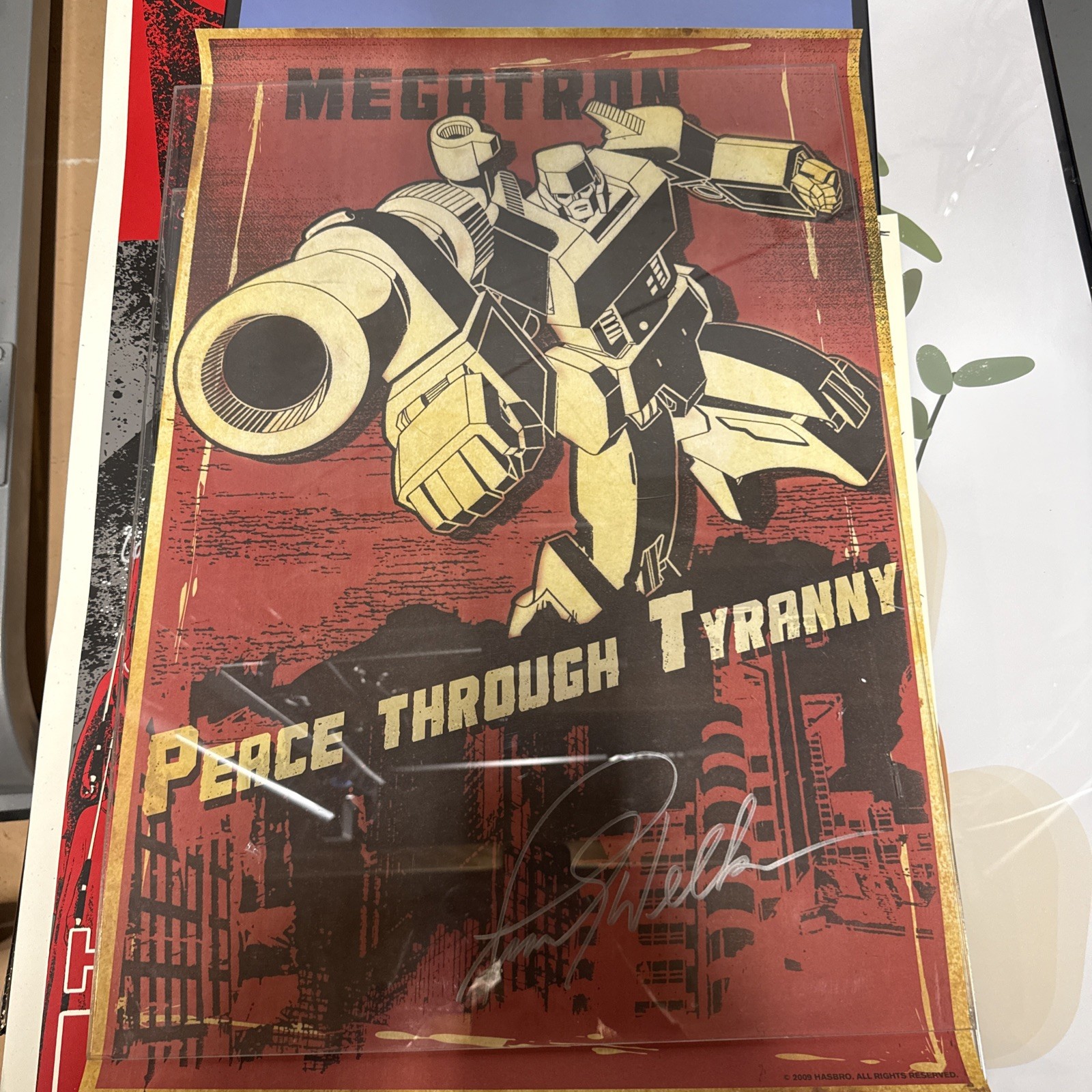 Rare Frank Welker Signed Megatron Peace Through Tyranny Print SDCC 2009