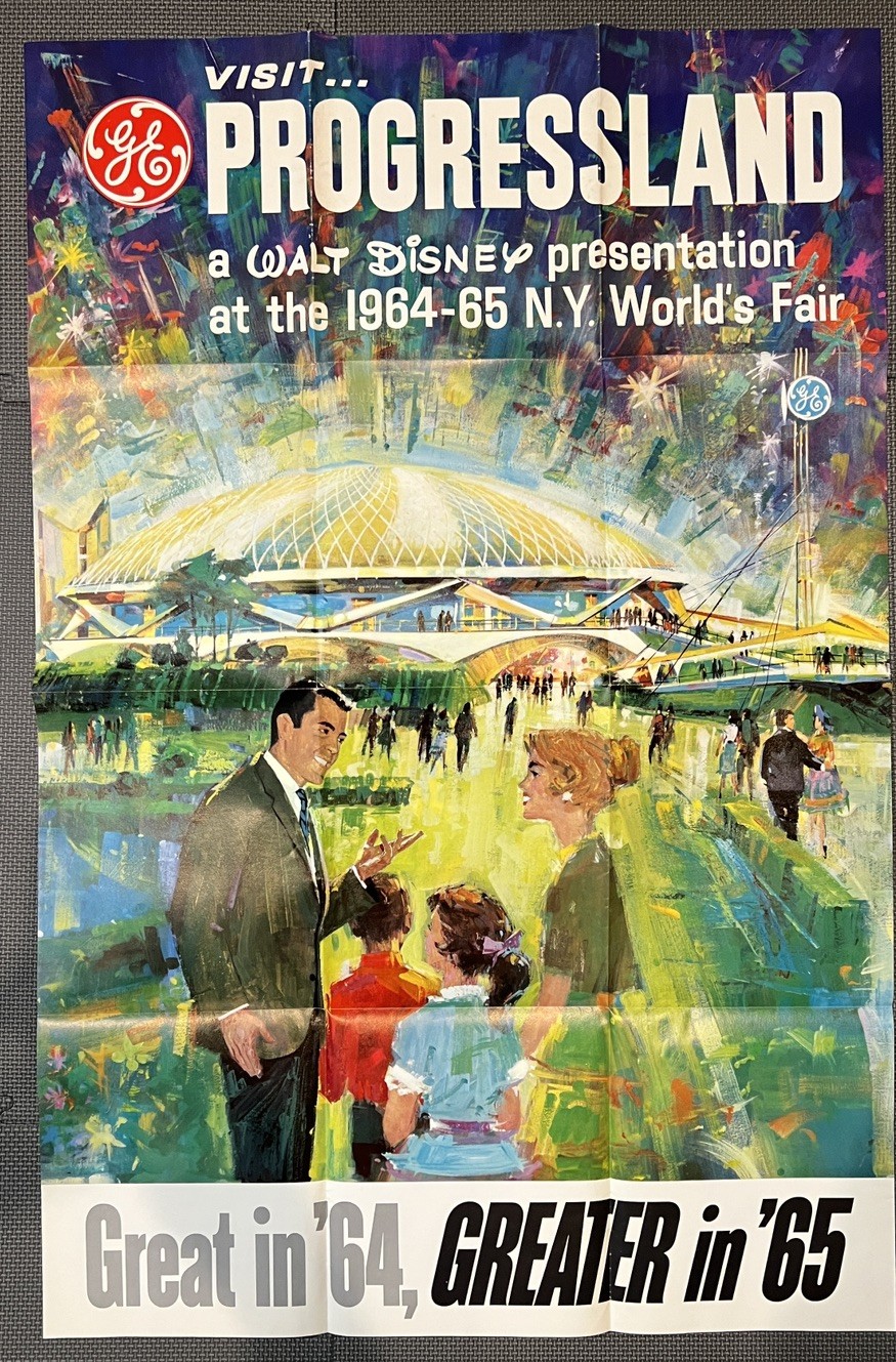 ORIGINAL RARE HTF Progressland Disney World’s Fair 1964-65 LARGE Poster
