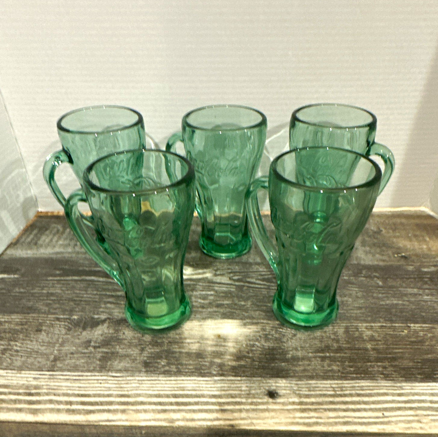 Vintage Libbey Coca-Cola Genuine Glass Green Set of 5, 14.5 oz