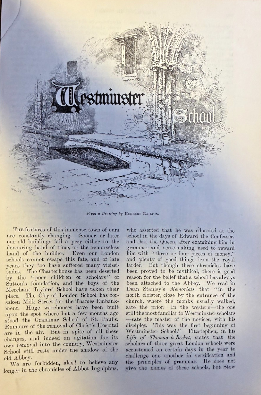 1887 England Westminster School illustrated