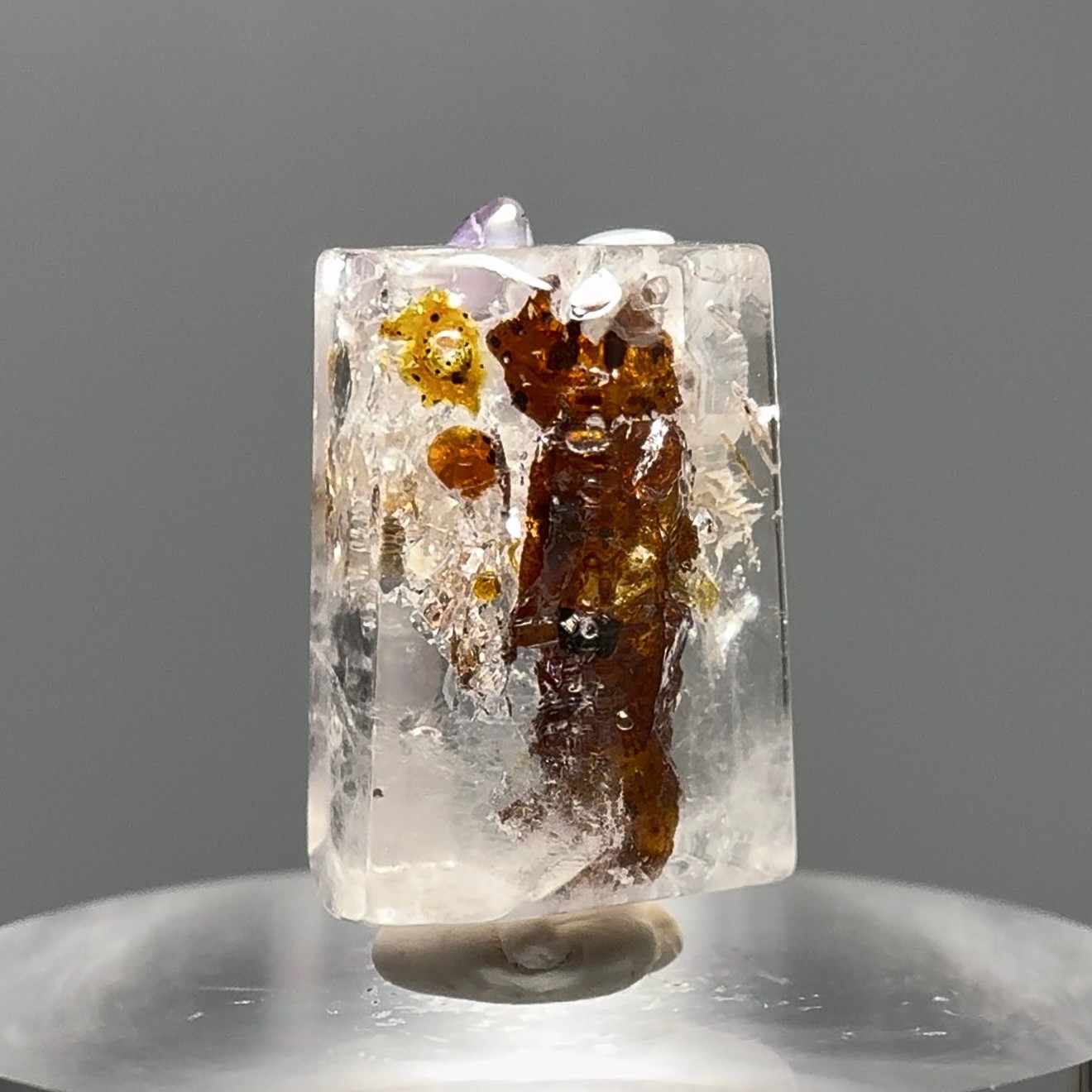 4 Moving Bubbles RARE Fluorescent Golden Petroleum Quartz & Amethyst Enhydro