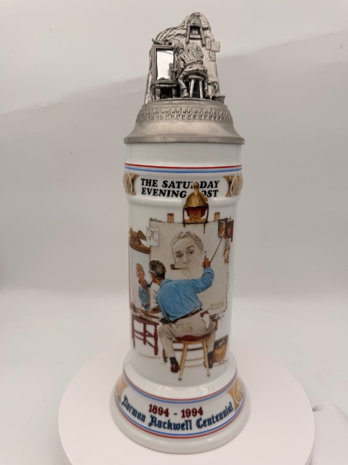 Norman Rockwell Triple Self Portrait Stein Gerz 1993 Centennial Issue Germany 🍺