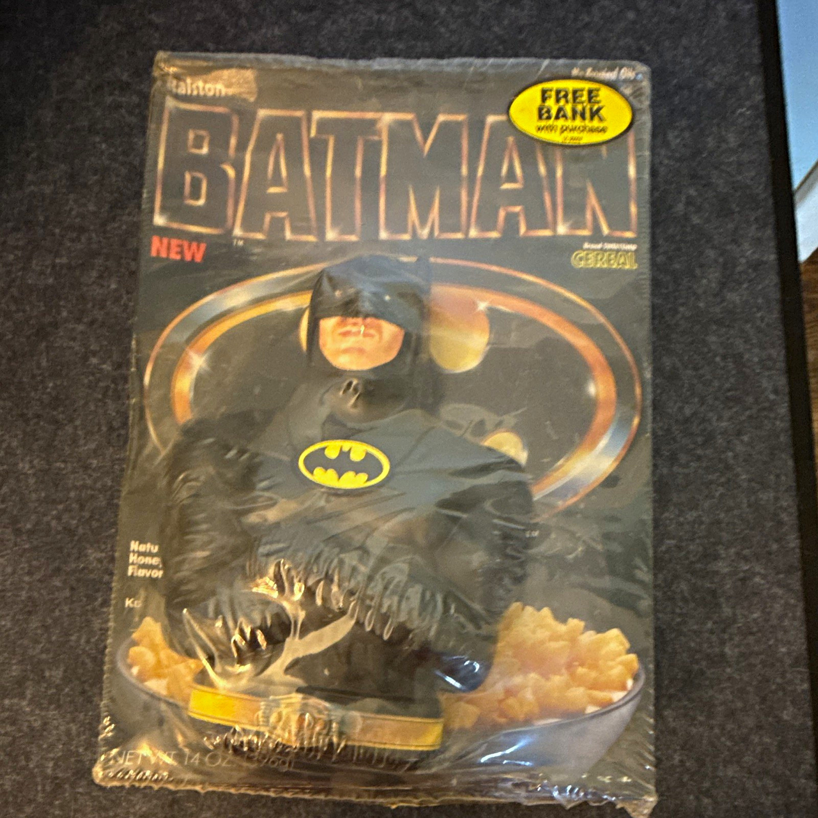Kellogg's Batman Cereal Box 1989 Sealed Original Black/Yellow w/ Bank