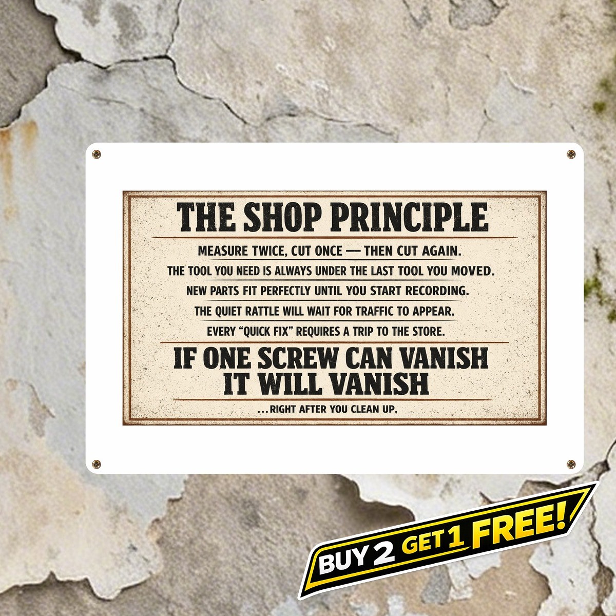 Murphy\'s Law Funny Quote Metal Sign Retro Sarcastic Office Wall Art
