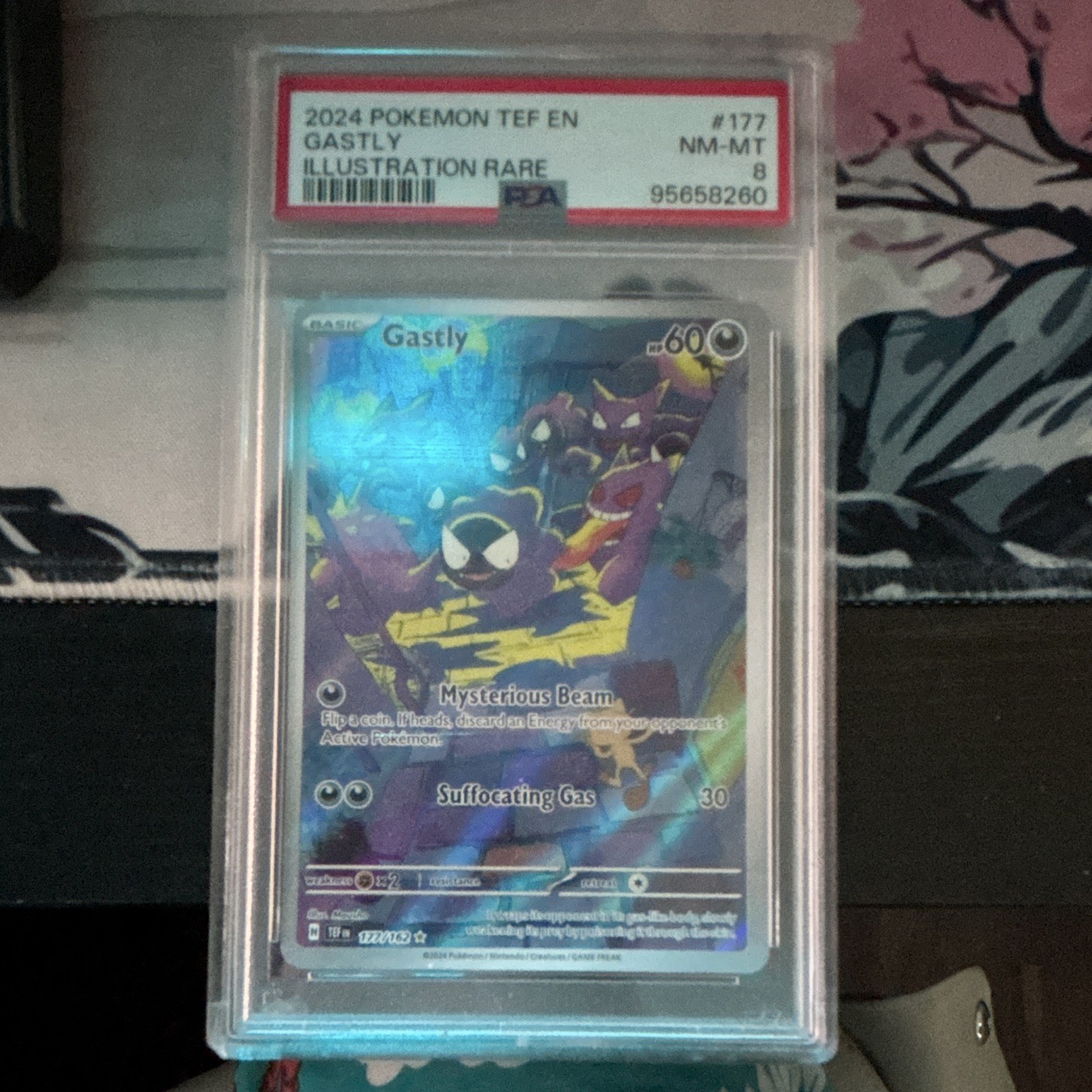 PSA 8 Pokémon 2024 TEF Gastly Illustration Rare #177 EN Cert 95658260