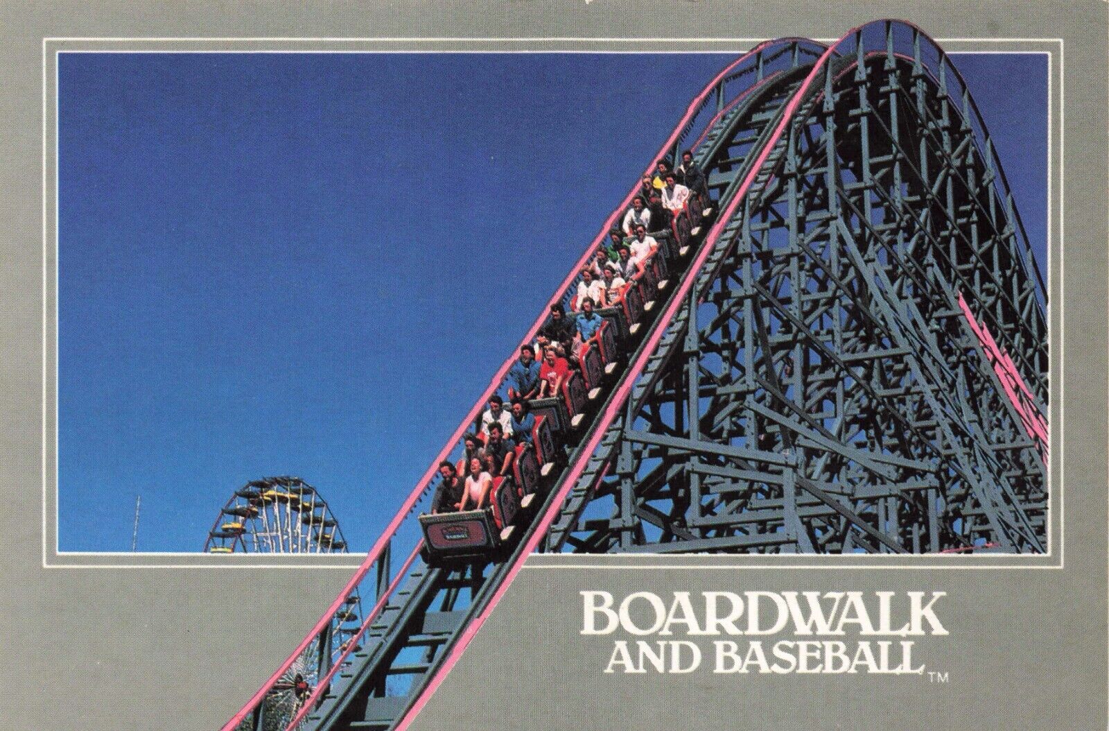 Postcard FL Boardwalk and Baseball Park Roller Coaster Hurricane Closed in 1990