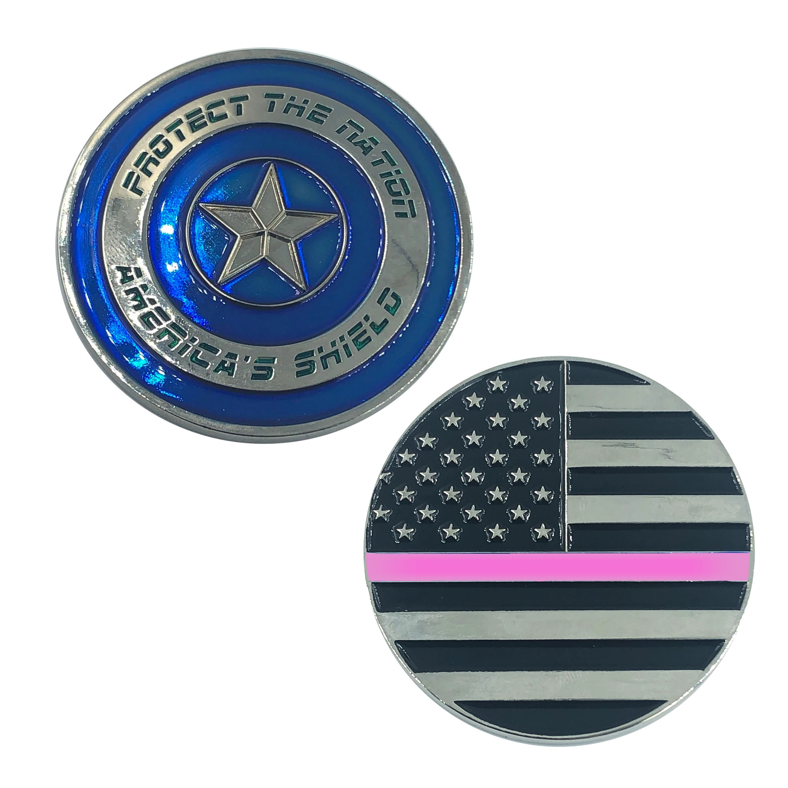 BL6-020 Thin PINK Captain America Shield Police BREAST CANCER AWARENESS CBP NYPD