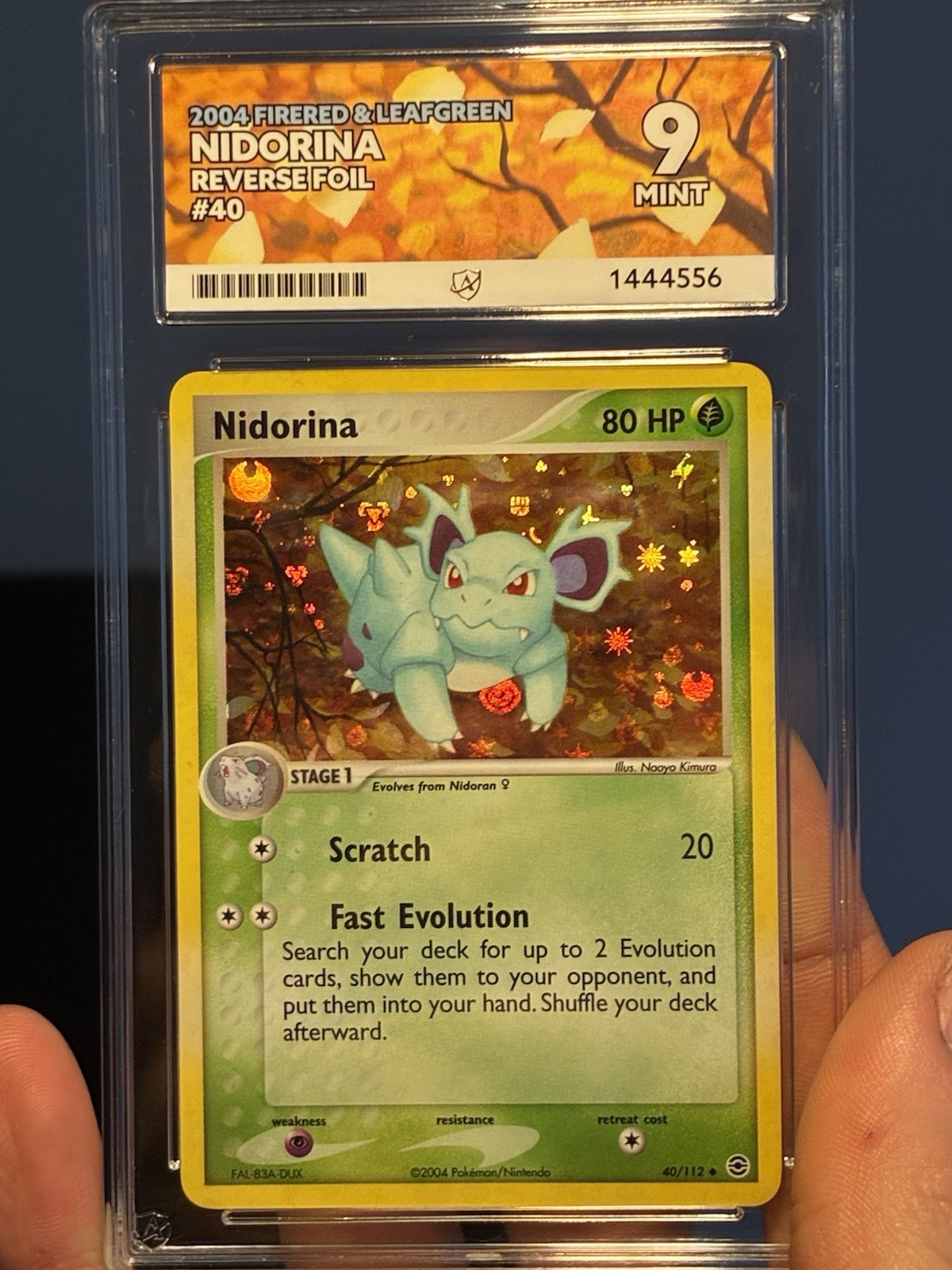 2004 POKEMON EX FIRE RED & LEAF GREEN #40 NIDORINA-REVERSE FOIL ACE 9