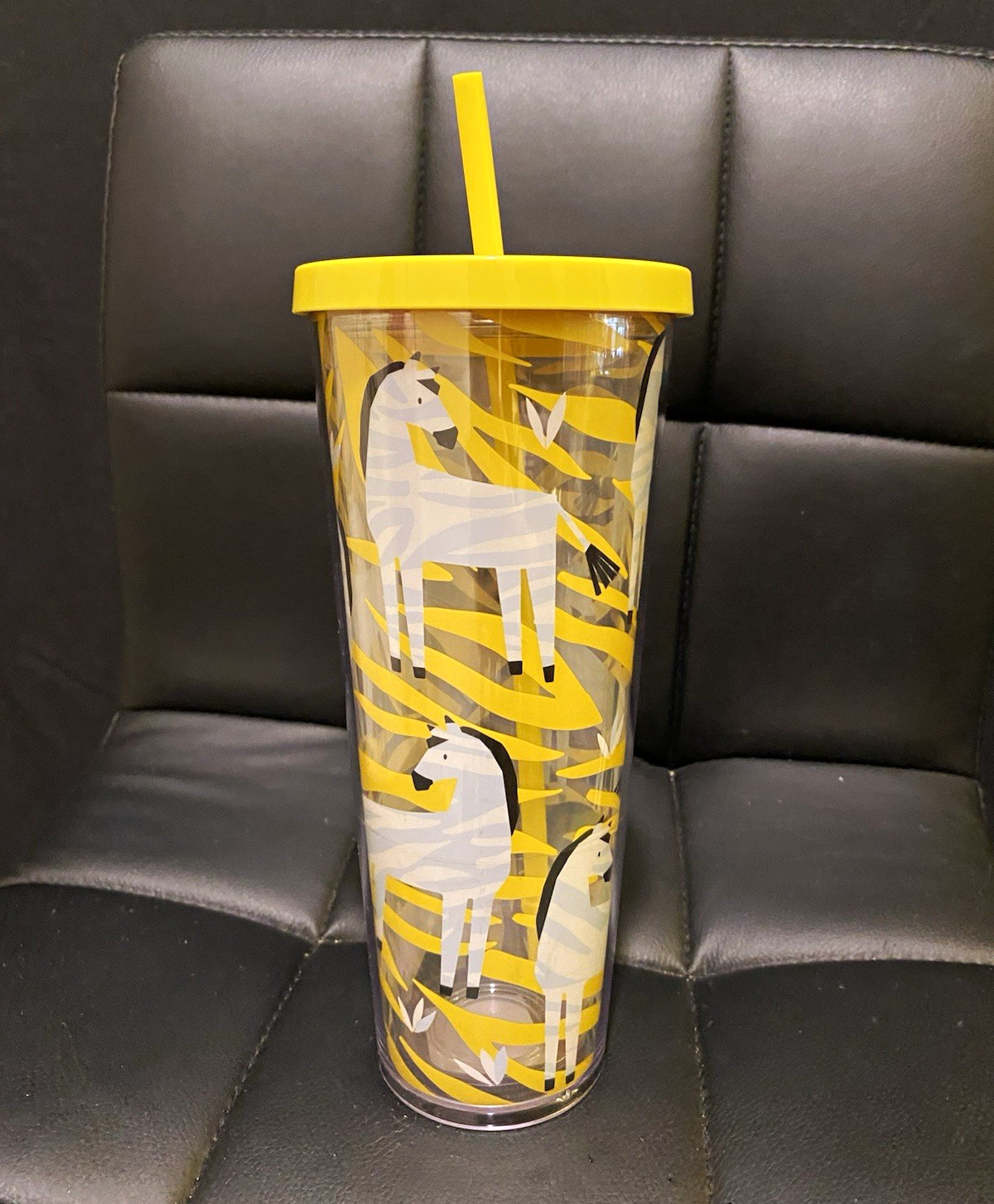 Starbucks 2017 RARE Yellow Zebra Stripe Tumbler 24oz BNWT