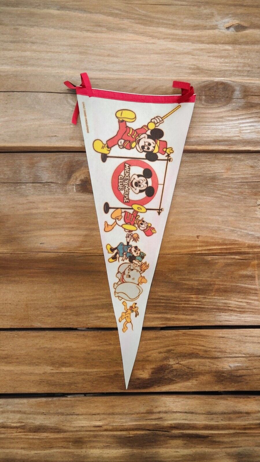 Vintage 1970\'s Walt Disney Mickey Mouse Club Gang Felt Pennant Flag Banner