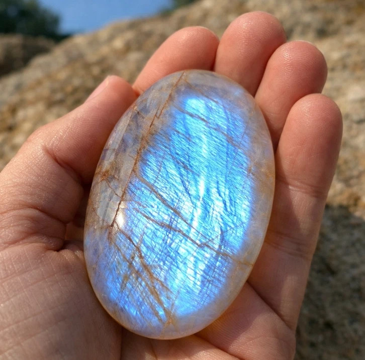 Healing Moonstone Palm Stone Birthstone Crystal Meditation Reiki Worry Stone USA