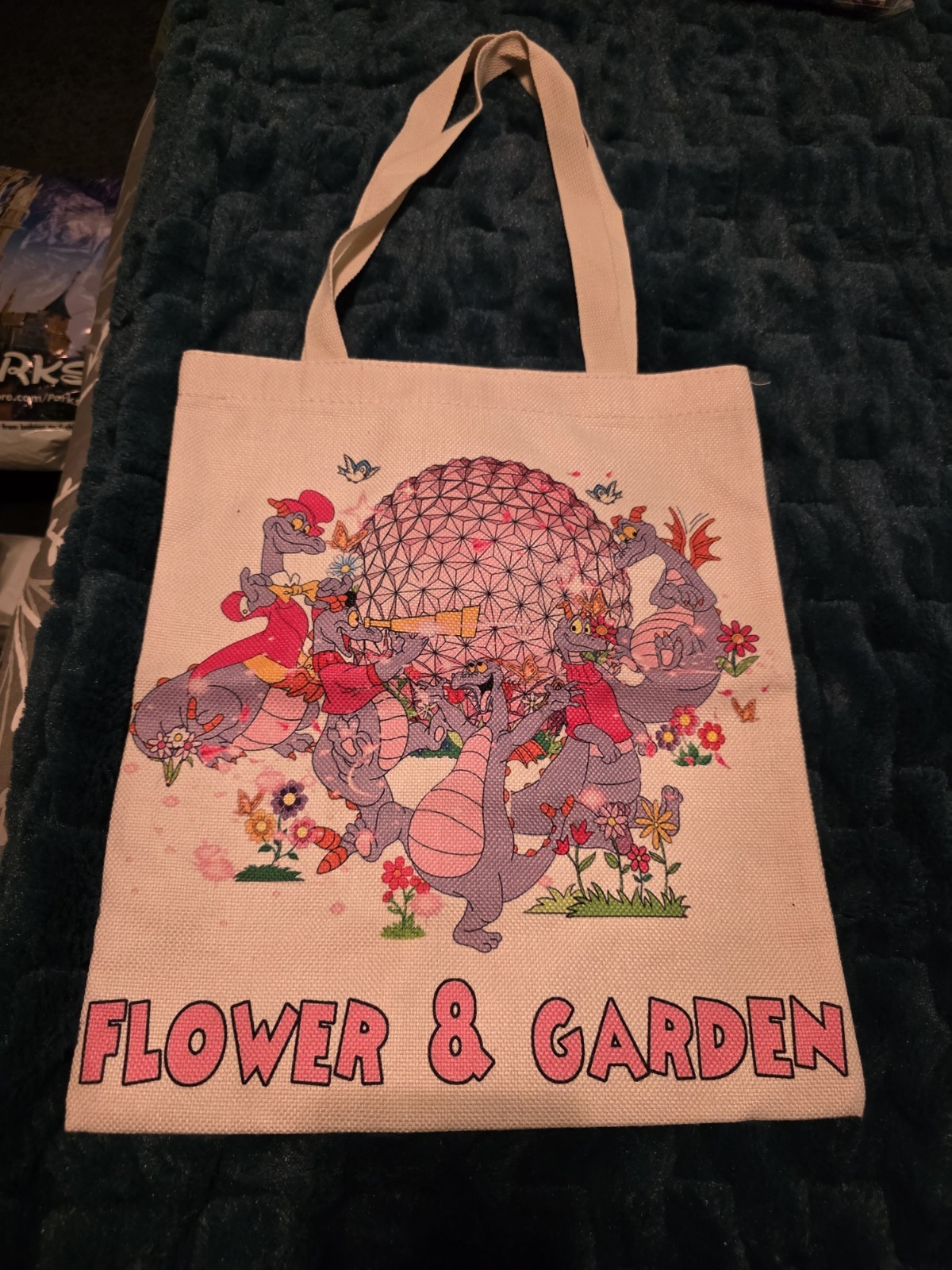 Epcot Figment Flower & Garden  Canvas Tote NWOT