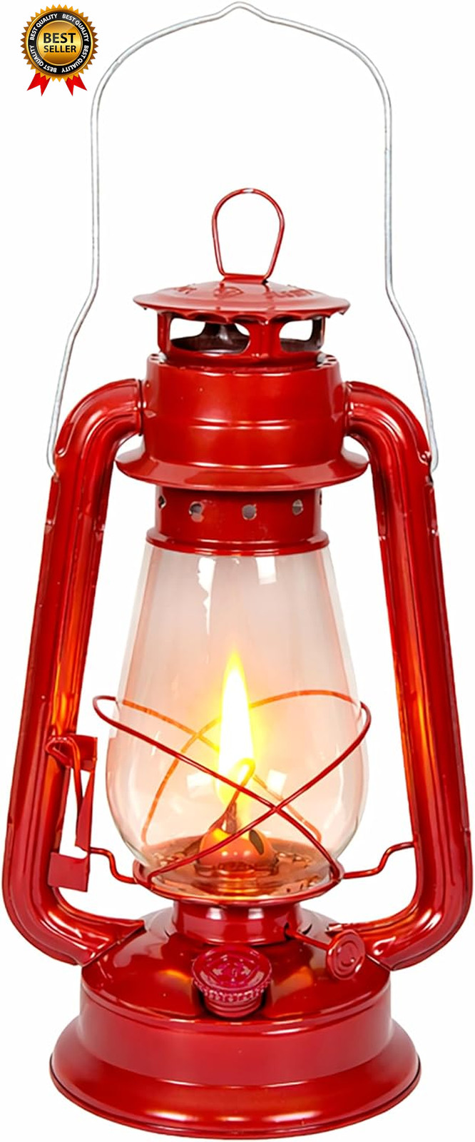 Hurricane Lantern – Classic Metal Kerosene Oil Lamp with Glass Globe and Adjusta