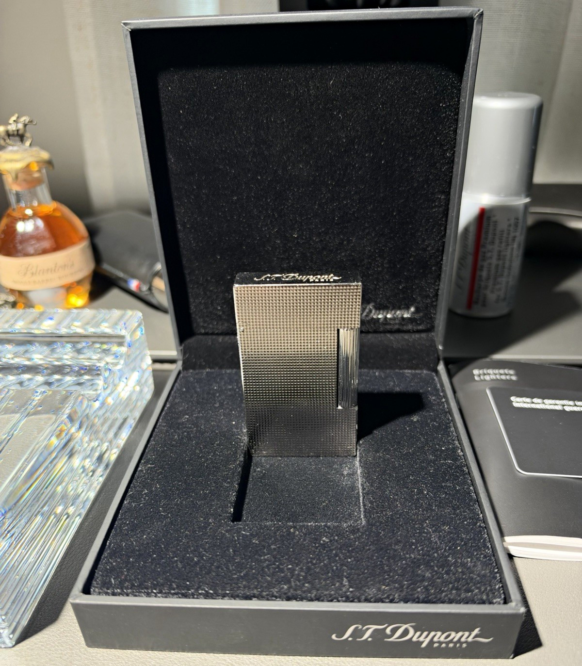 S.T. Dupont Ligne 2 Perfect Ping Diamond Head Palladium Lighter Full Set.