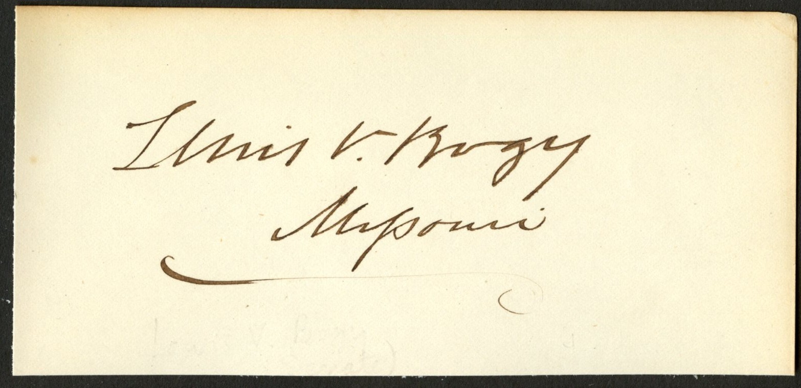 Lewis V Bogy d1877 signed autograph 2x5 cut US Senator Missouri ^