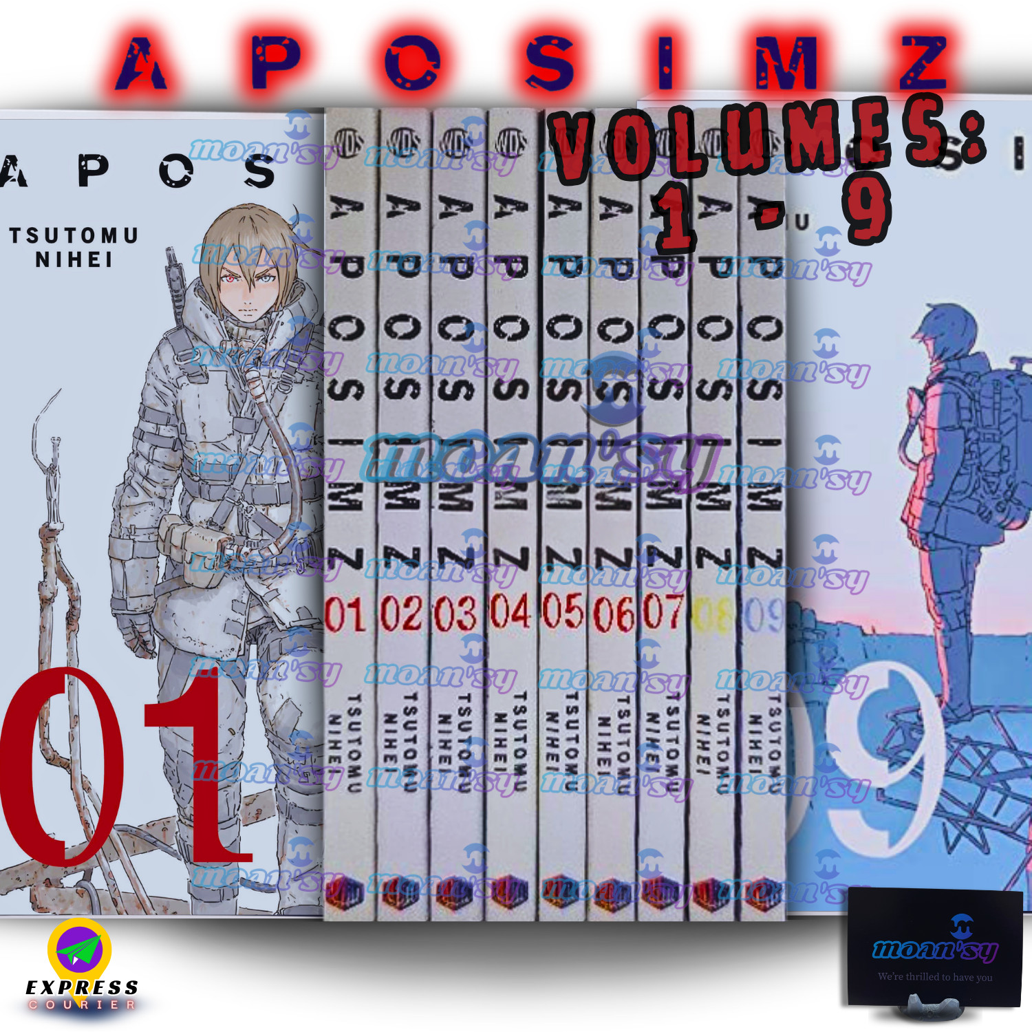 Aposimz Vol 1-9 Set English Manga Sci-Fi Action Cyberpunk Graphic Comic Book Lot