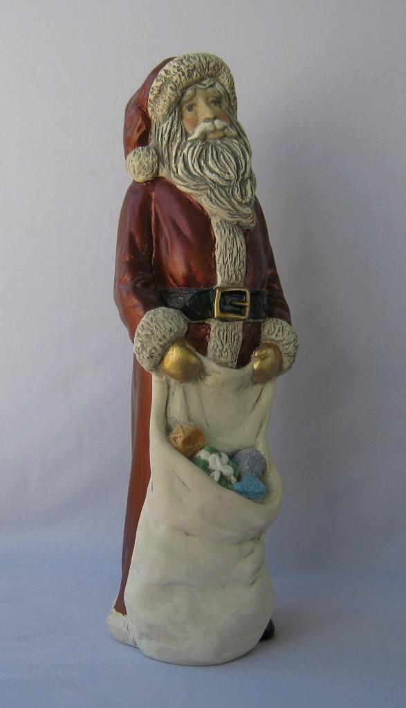 Tall Vivartis Clay Santa Claus Christmas Gift Bag Krakow Poland Hand made New