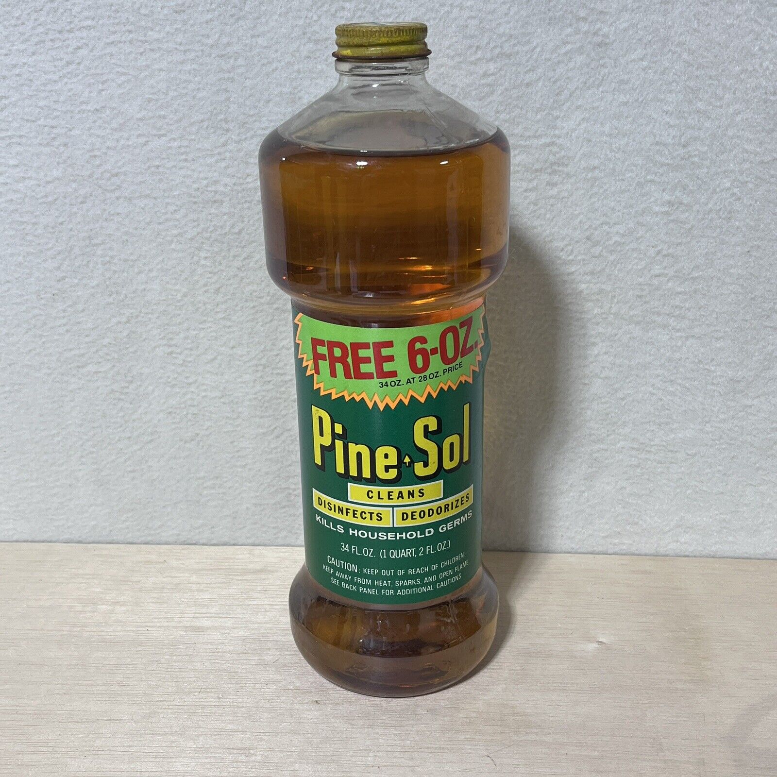 Vintage Pine Sol 34 fl. oz. Glass Bottle NEW RARE Grocery Advertising NOS 10.5”