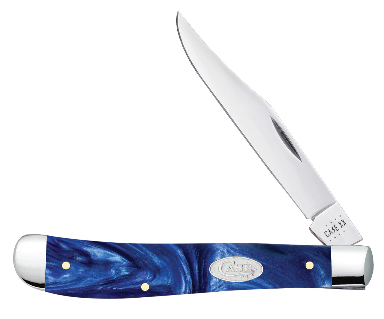 Case xx Knives Slimline Trapper Blue Pearl Kirinite White Sparxx 23445 Stainless