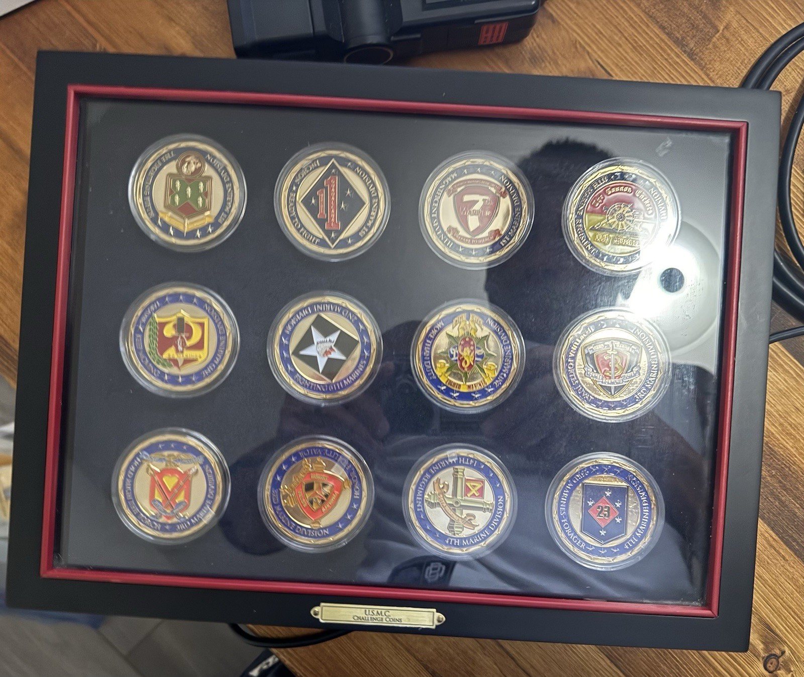 Bradford Exchange USMC 12 Challenge Coins 24K Gold Plated Limited Edition Case
