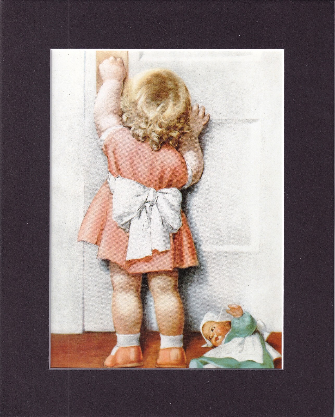 8X10 Matted Print Painting Art Picture, Bessie Pease Gutmann: Girl at Door