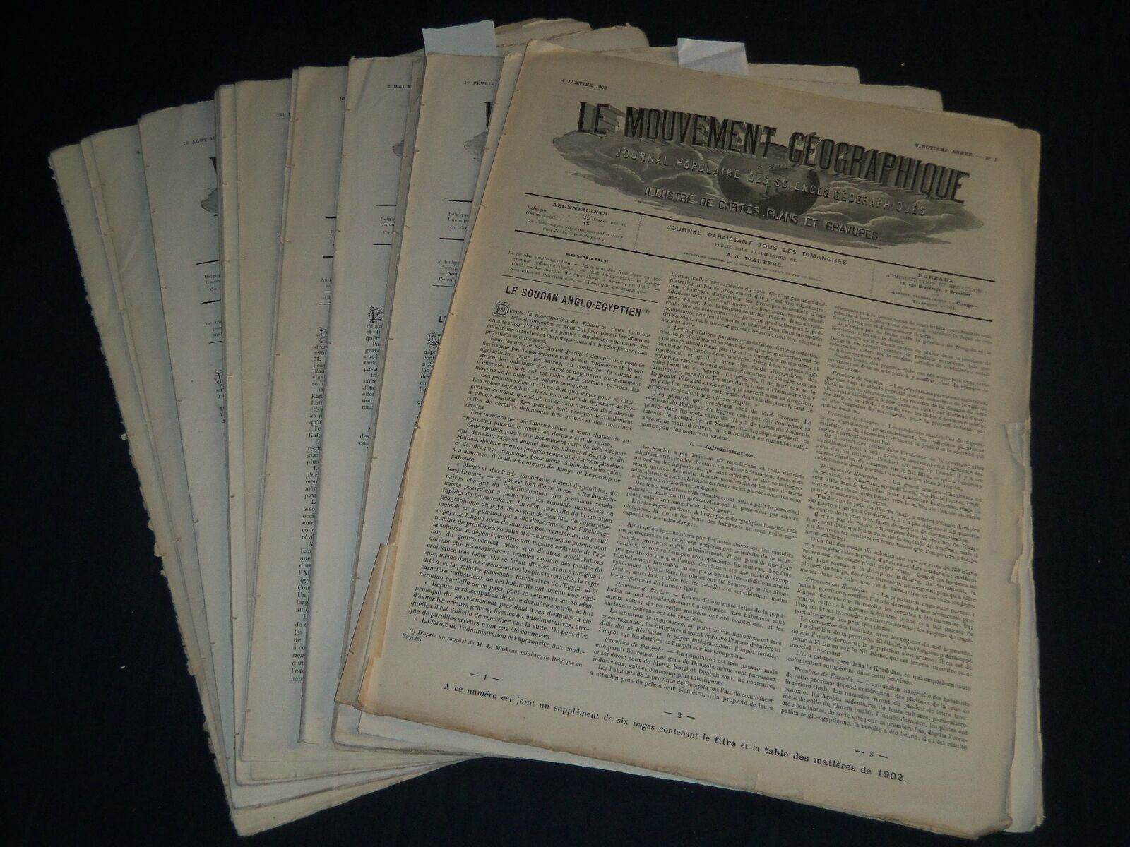 1903 LE MOUVEMENT GEOGRAPHIQUE NEWSPAPERS LOT OF 46 - BELGES AU CONGO - NP 4257