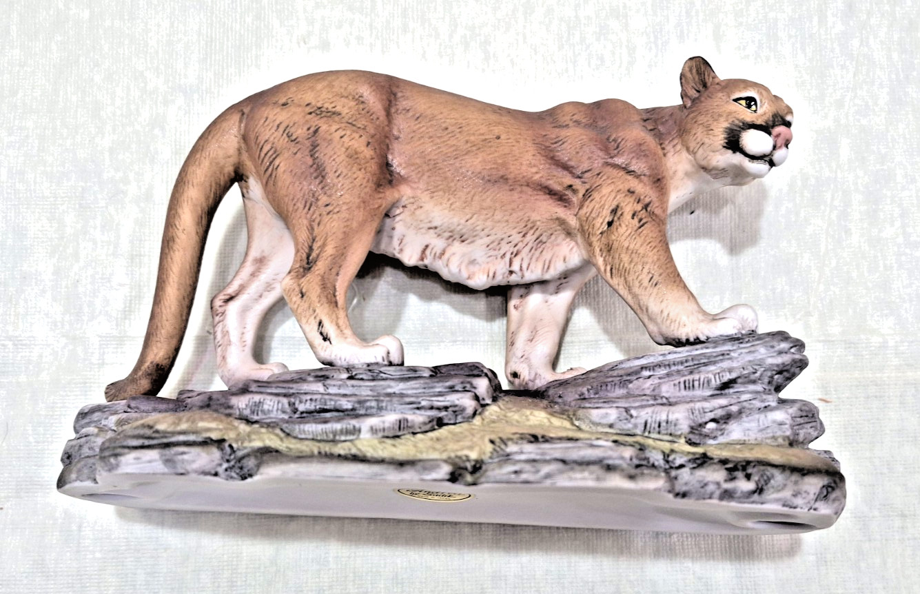 Cougar Mountain Lion Puma Cat Porcelain Animal Figurine Andrea By Sadek 5616
