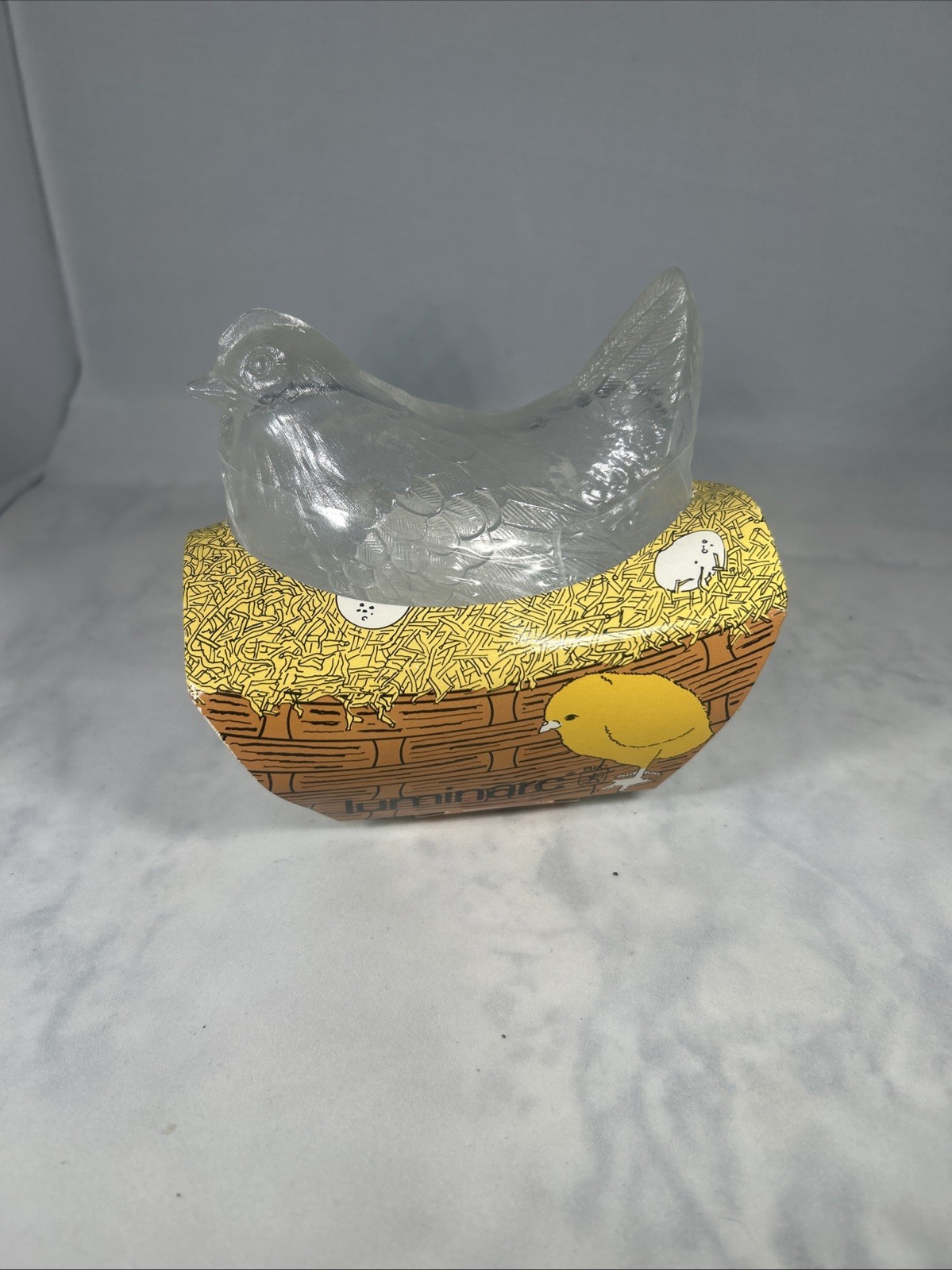 Vintage Glass Hen Candy Dish Bonbonniere Container 1971 French Luminarc Clear