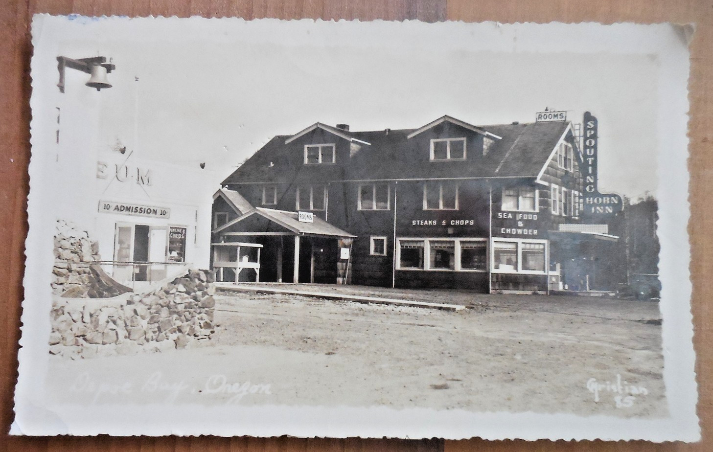 Depoe Bay Oregon Spouting Horn Inn 1937 Christian Real Photo Postcard RPPC