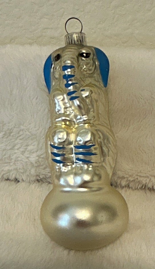 Vintage West Germany Glass Elephant Christmas Ornament 4” Silver Blue Figural Vintage West Germany Glass Elephant Christmas Ornament 4” Silver Blue Figural