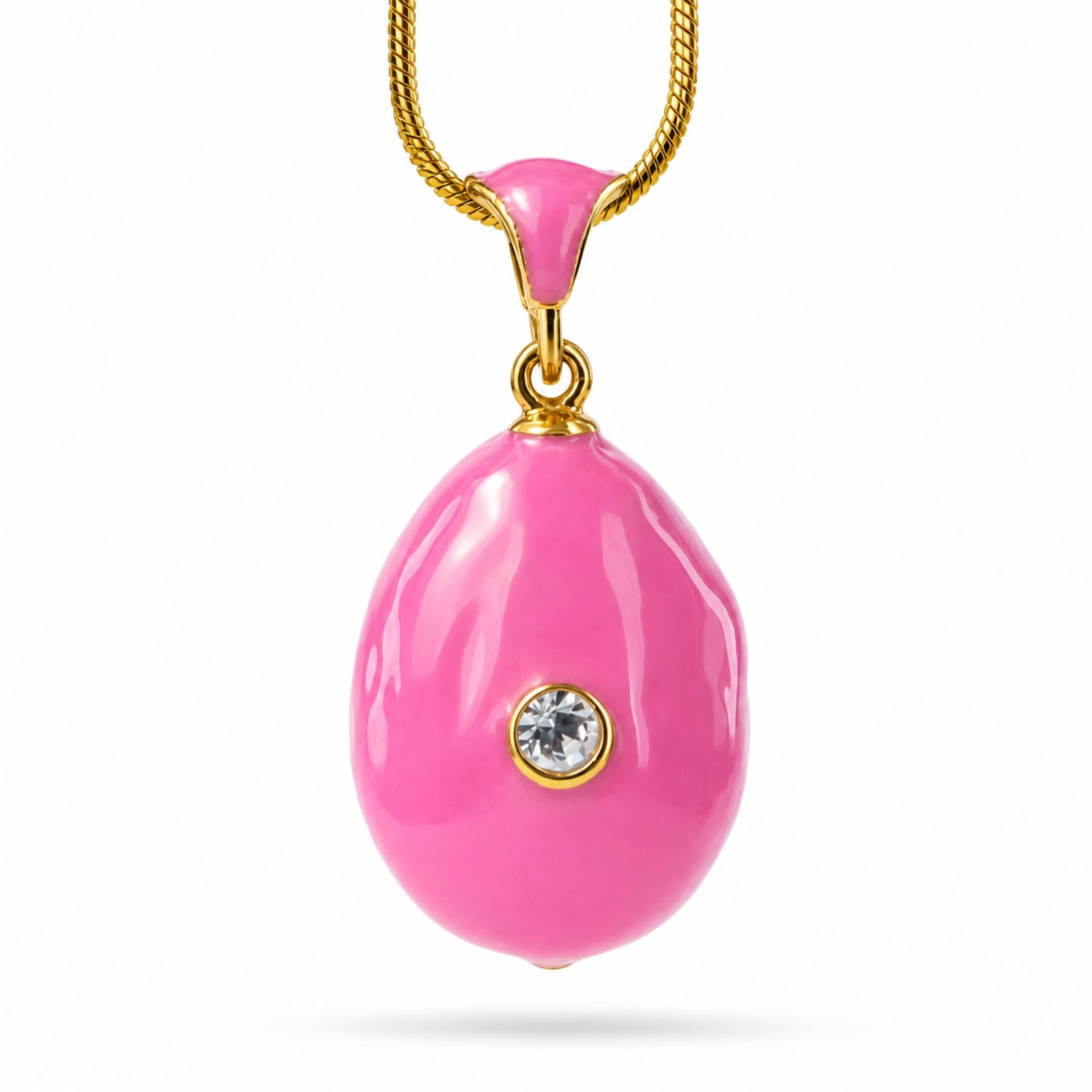 Royal Rose Enamel Egg Pendant Necklace