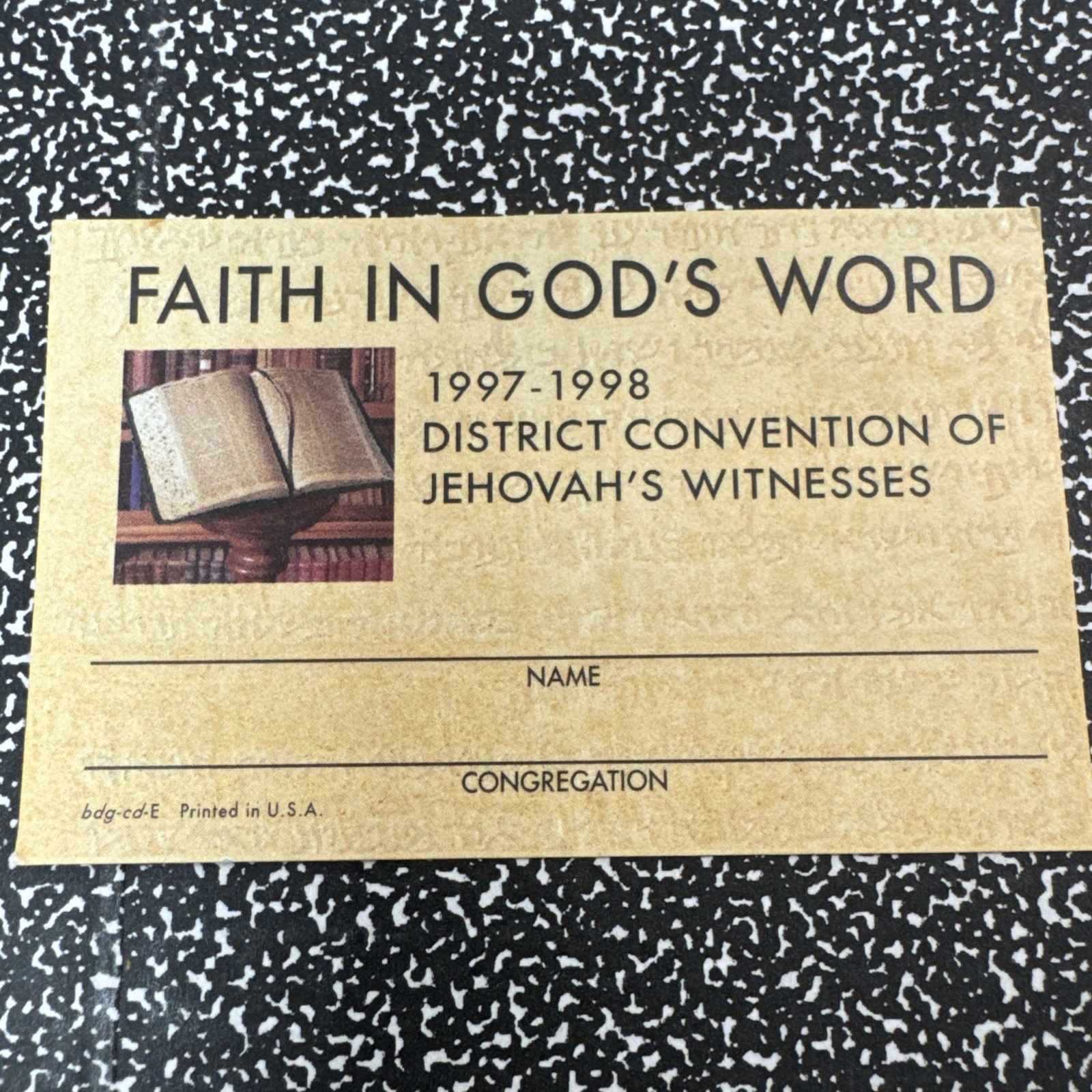 Jehovah's Witnesses Convention Lapel Name Badge 1997. Watchtower. Jehovah's Witnesses Convention Lapel Name Badge 1997. Watchtower.