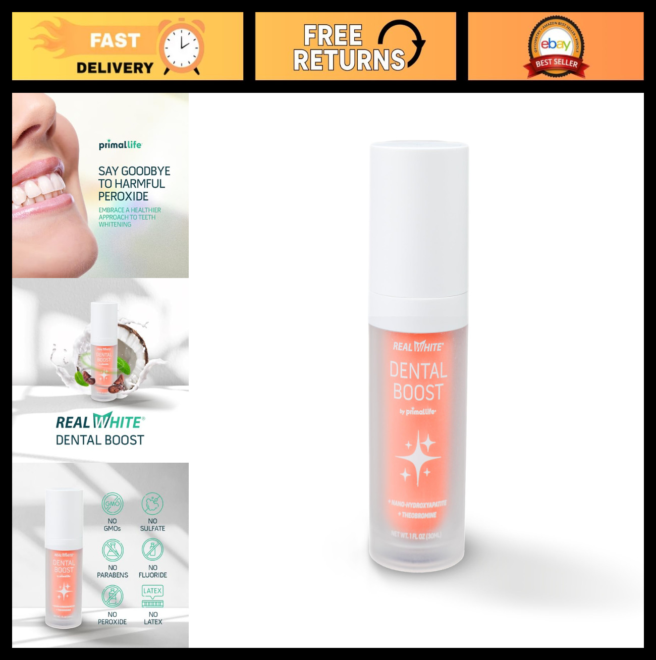 Primal Life Organic Real White Dental Boost – Natural, Organic Teeth Whitener –