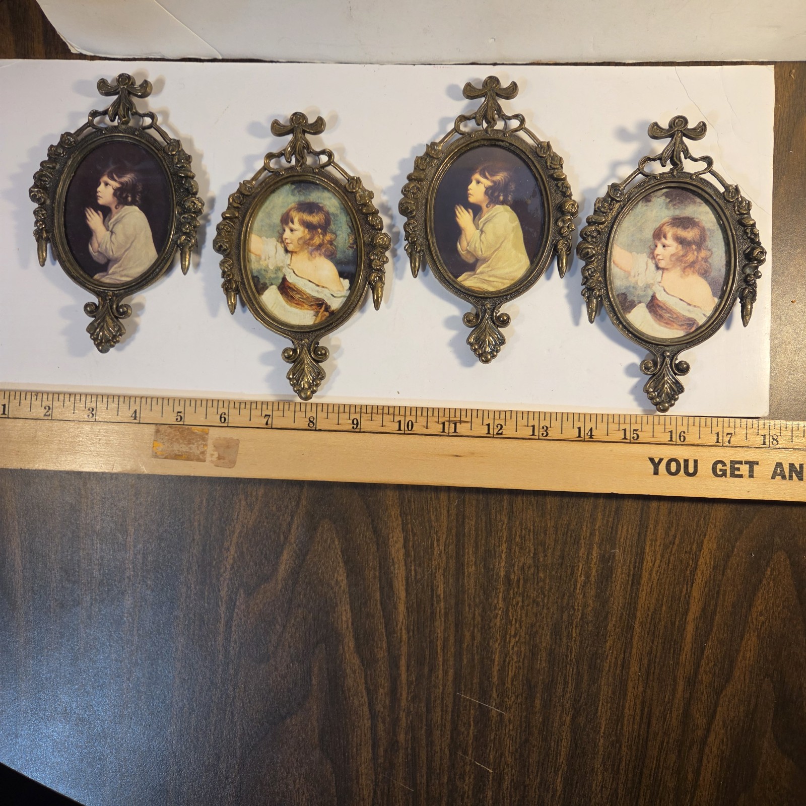 Vintage Victorian Metal Ornate Frames Wall Art Italy Made Circa 1955 Set Of 4