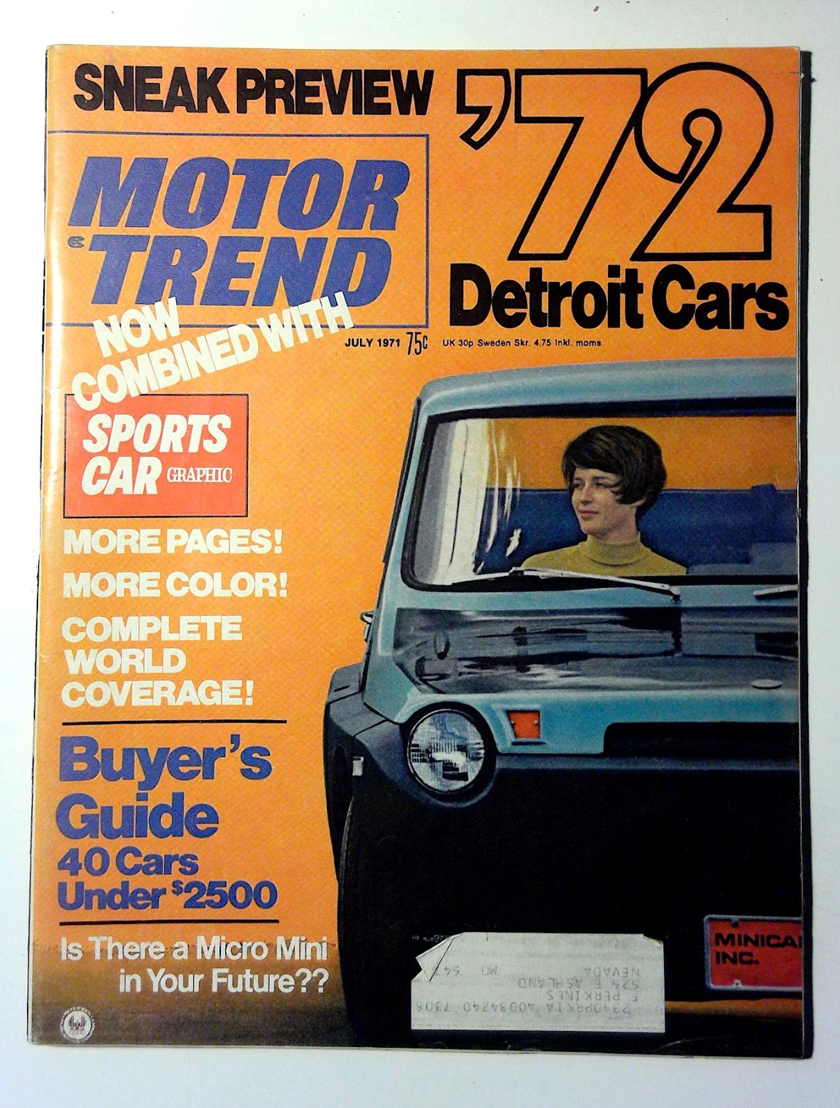 Motor Trend Vintage 1971 Car Magazine Vol. 23 No. 7 July Illustrated