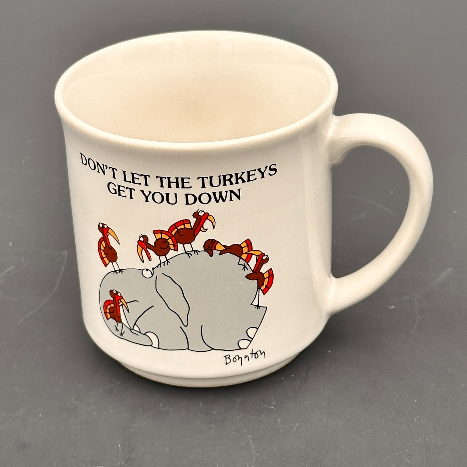Vintage 86 Sandra Boynton Don't Let The Turkeys Get You Down Elephant Coffee Mug