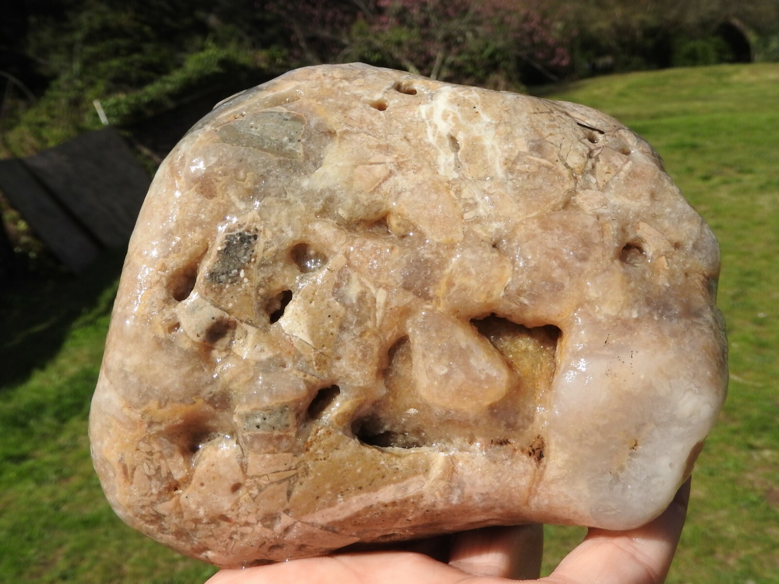 PRICE DROP 3LBS+ BIG Travertine Agate w/ Holes & Caves. Mineral Inclusions.