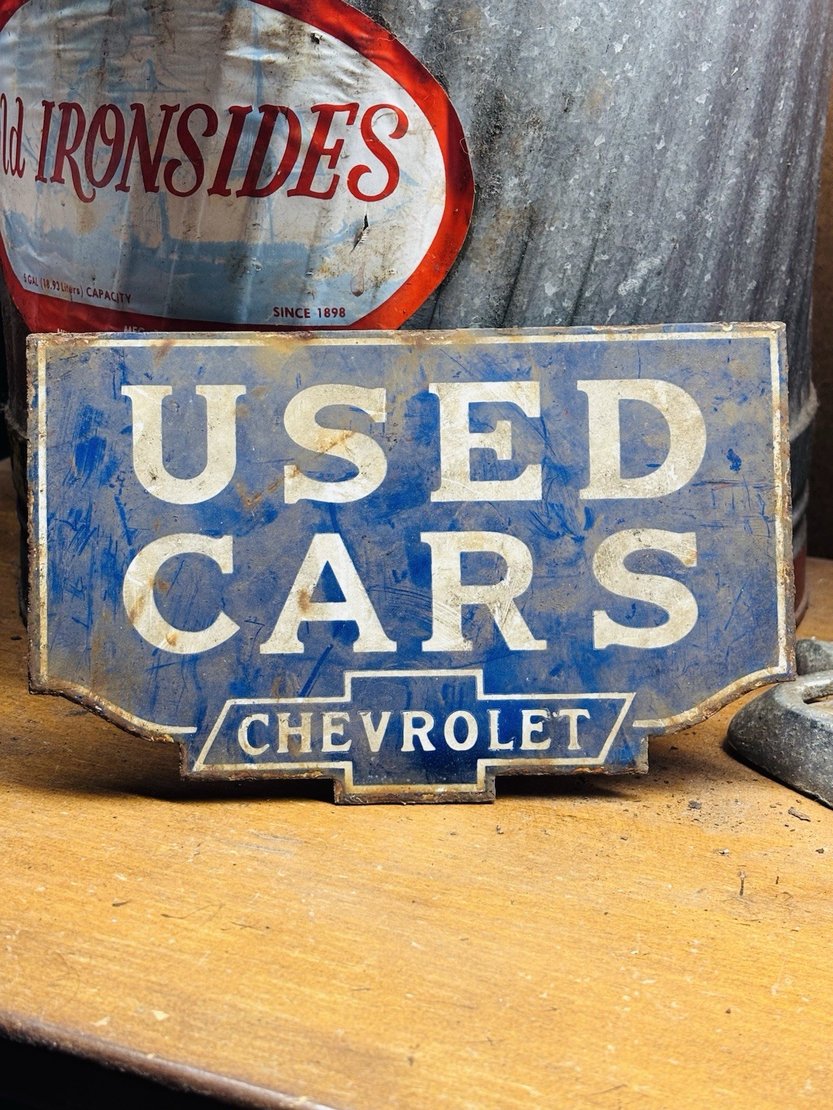 Used Cars Chevrolet Porcelain Advertising Sign