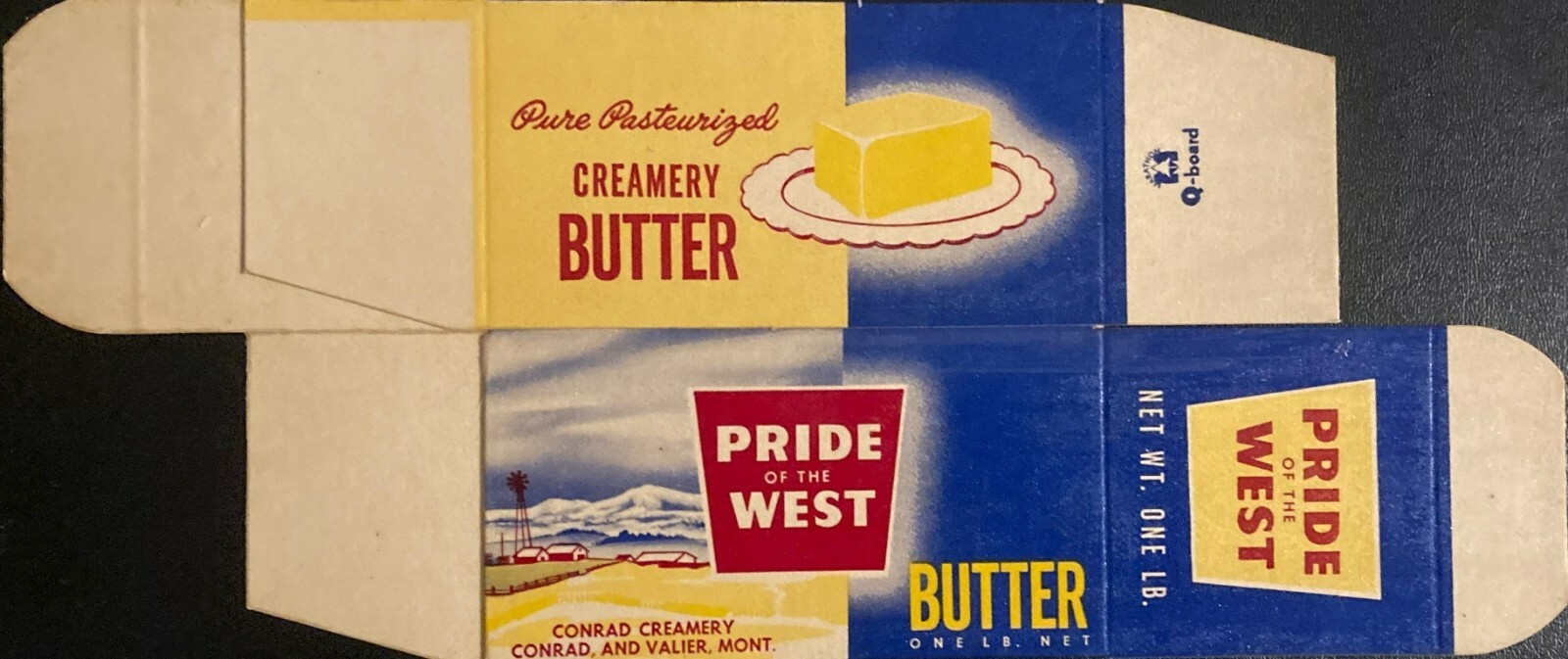 1960\'s Pride of The West Butter Box Conrad Creamery Conrad & Valier Montana 