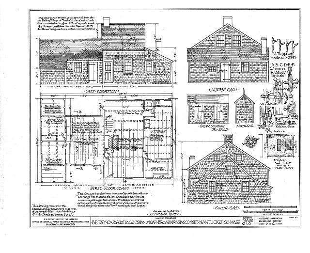 Siasconset Nantucket MA Shanunga Betsy Cary Cottage 1900s HABS House Plans