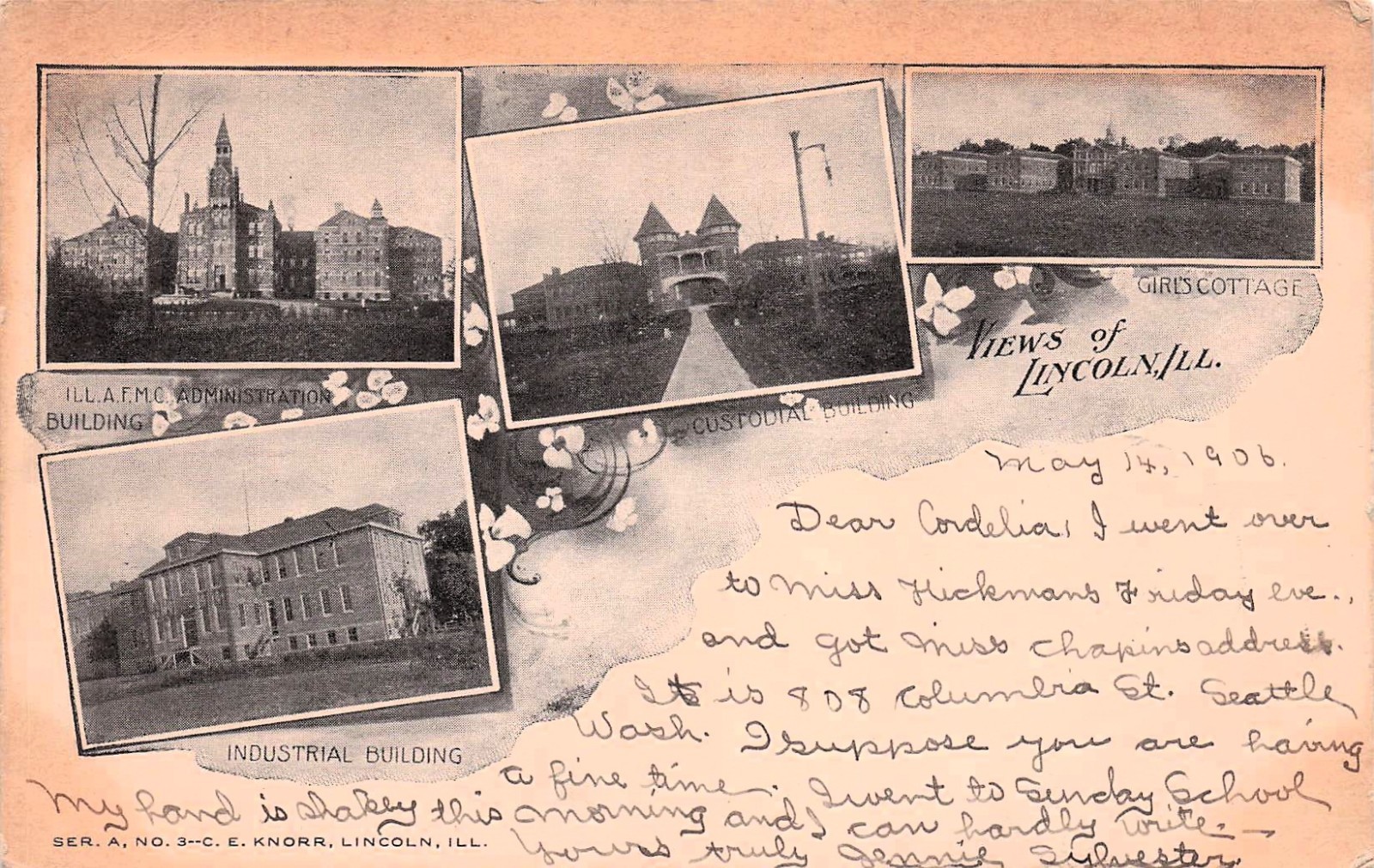 University of Lincoln Illinois Multi View College Campus Dorm Vtg Postcard 17A