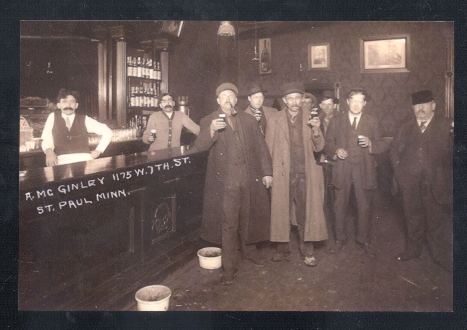 REAL PHOTO ST. PAUL MINNESOTA SALOON BAR INTERIOR ADVERTISING POSTCARD COPY