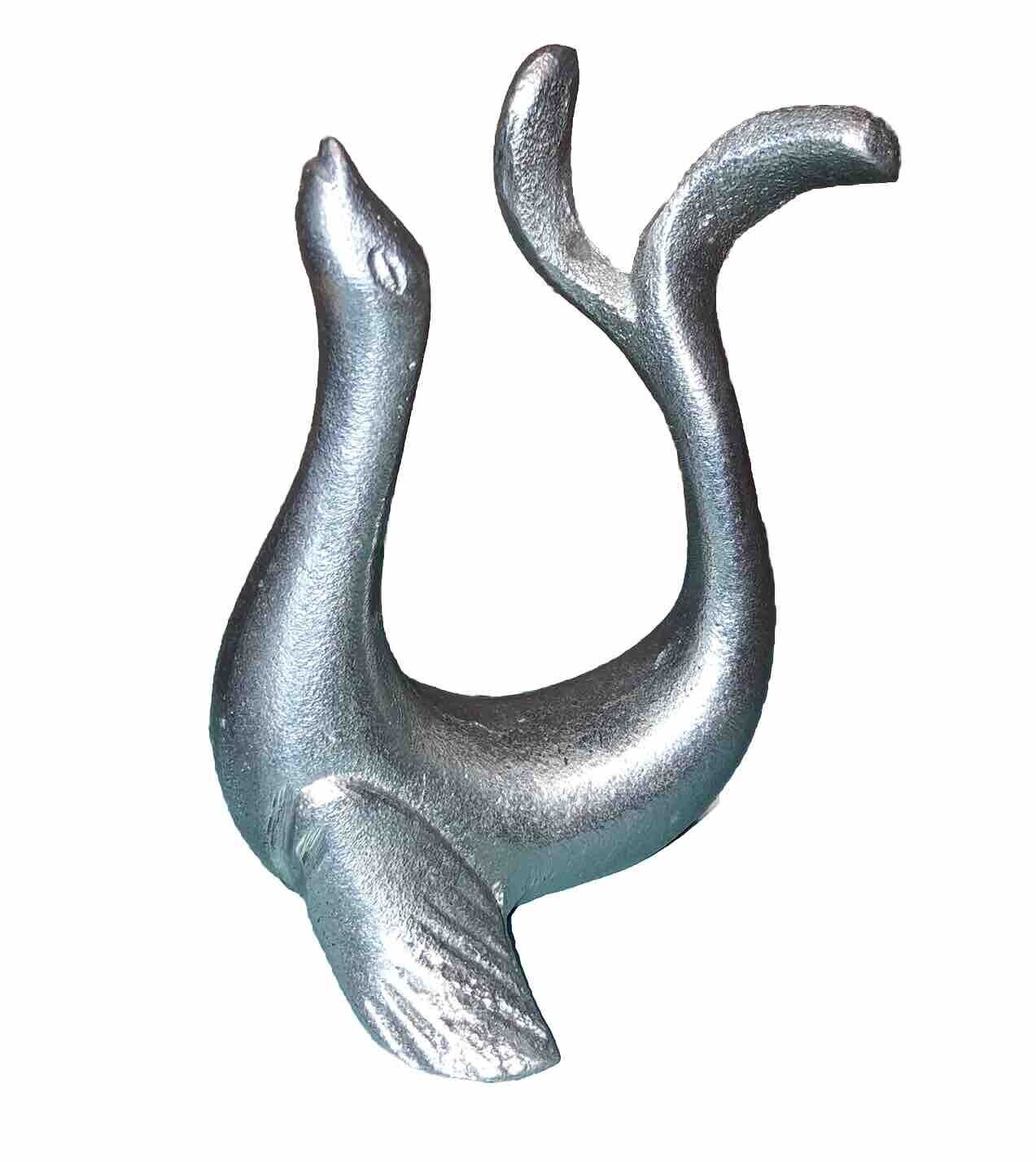 Vintage Cast Aluminum Seal Figurine Ring Holder ￼