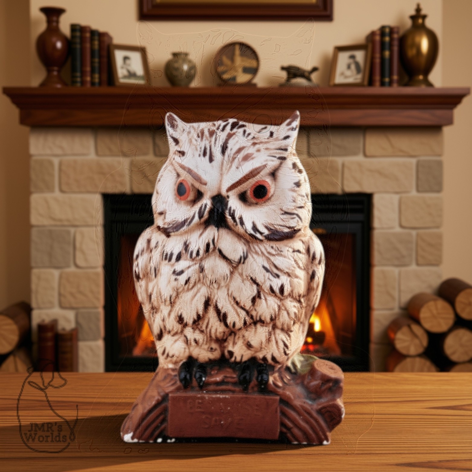 Vintage Style Solid Resin Owl Figurine - Be Wise Save Motif - Retro Decor 6.5\ Vintage Style Solid Resin Owl Figurine - Be Wise Save Motif - Retro Decor 6.5\