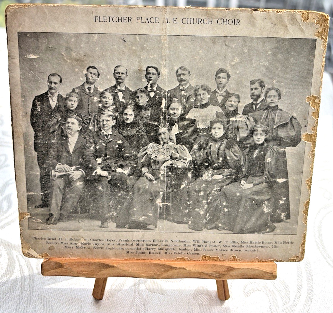 Fletcher Place Indianapolis, M.E. Church Choir Cabinet Photo Named Members 1900s Fletcher Place Indianapolis, M.E. Church Choir Cabinet Photo Named Members 1900s