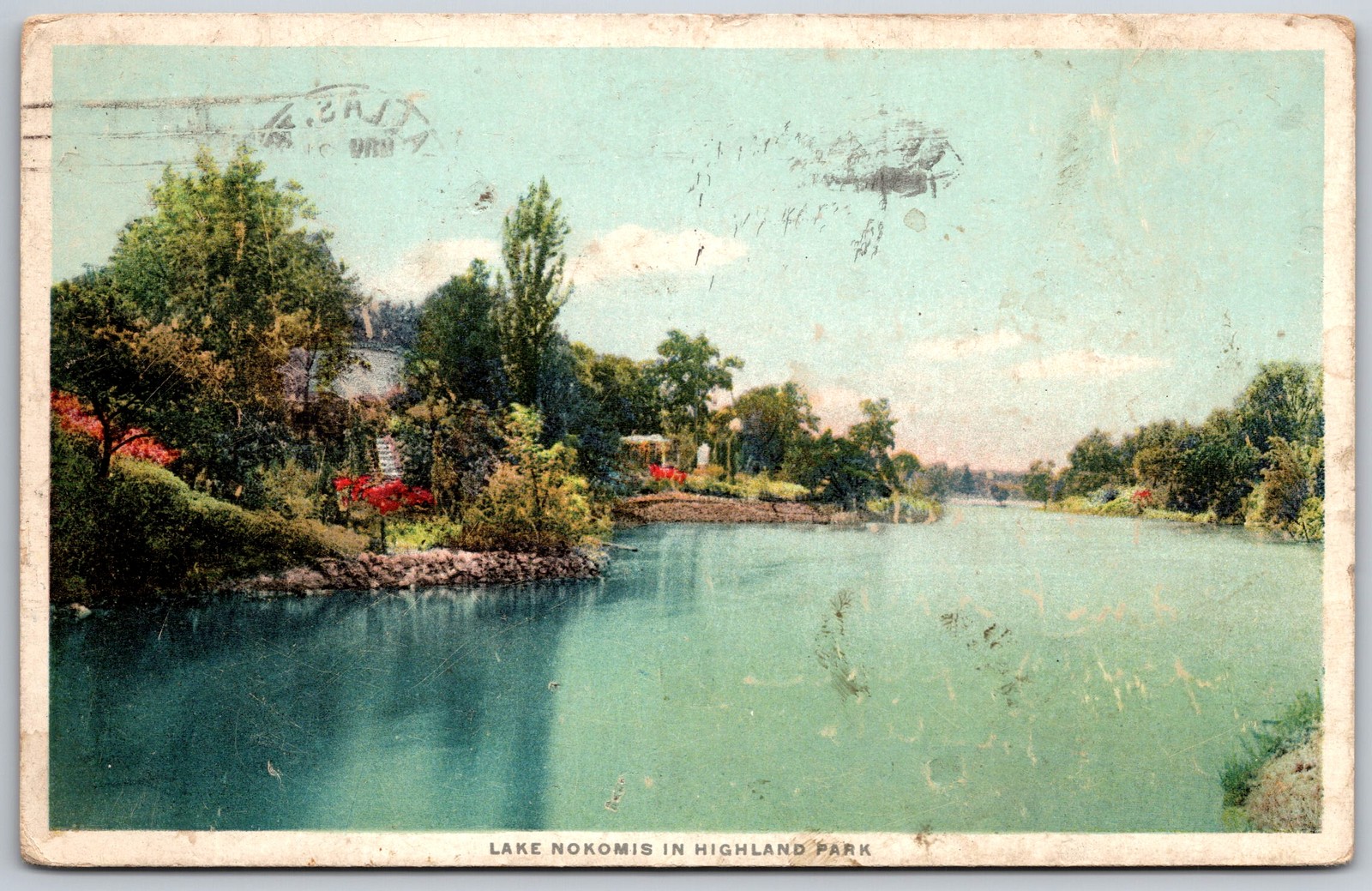 Antique Postcard Lake Nokomis Highland Park Dallas Texas Phostint