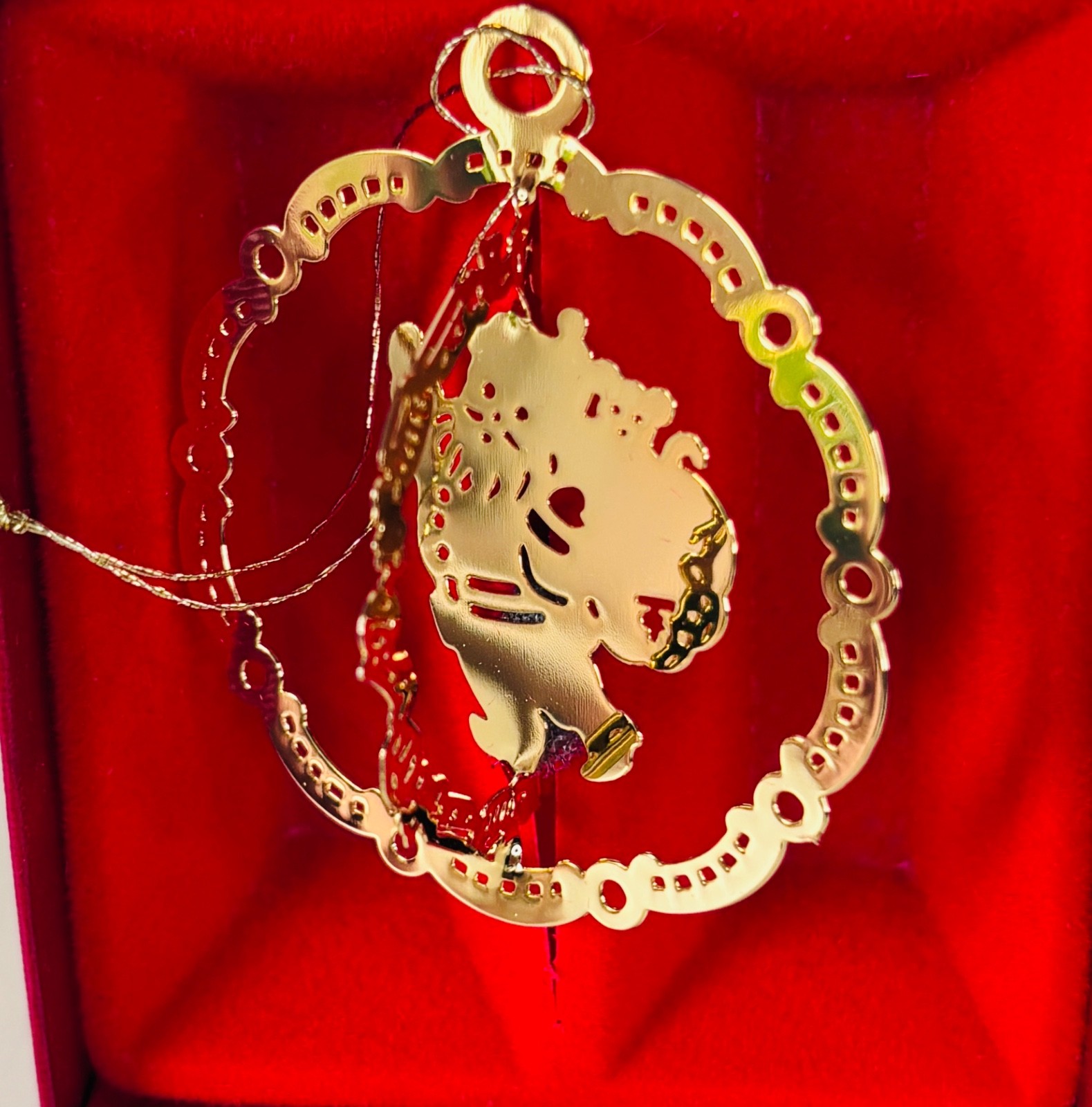 NEW VTG MARSHALL FIELDS TAMMYTRIMS GOLD SANTA CLAUS CHRISTMAS TREE ORNAMENT