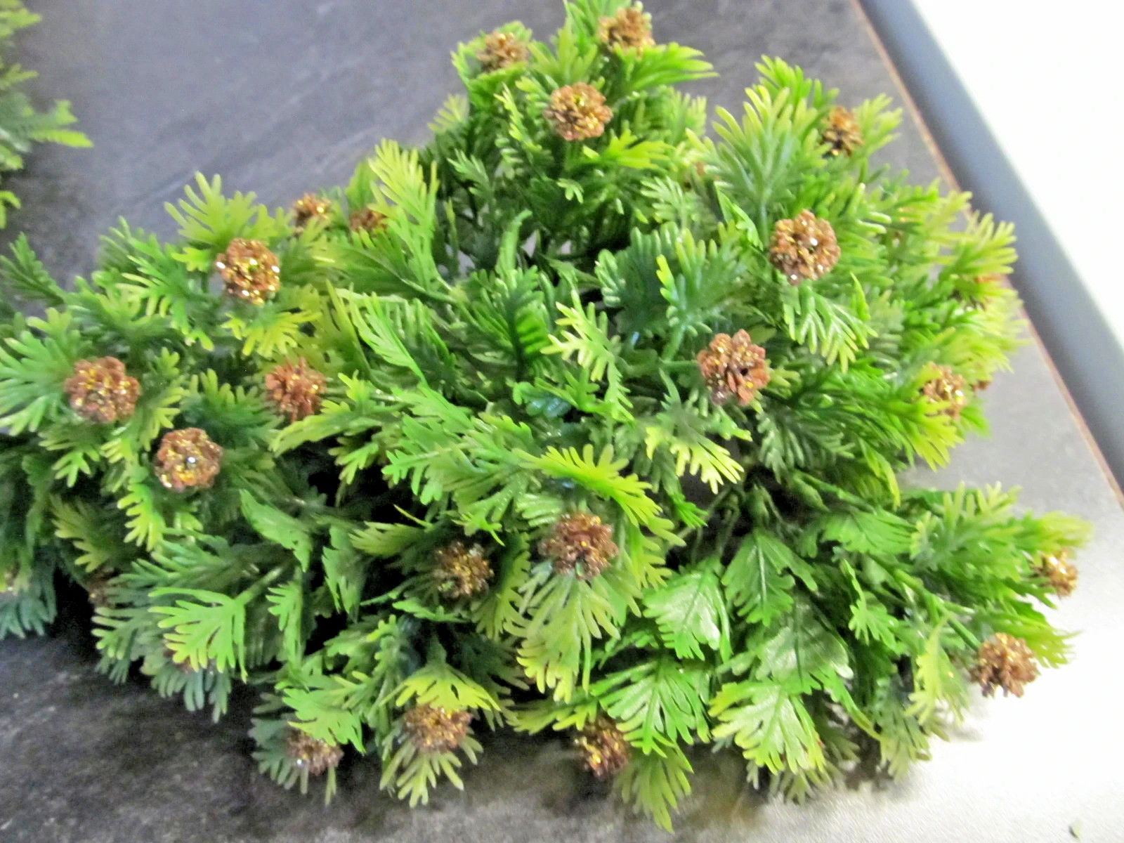 Vintage 1960\'s-70\'s Artificial Plastic Flower Picks Greenery Glitter Pinecones