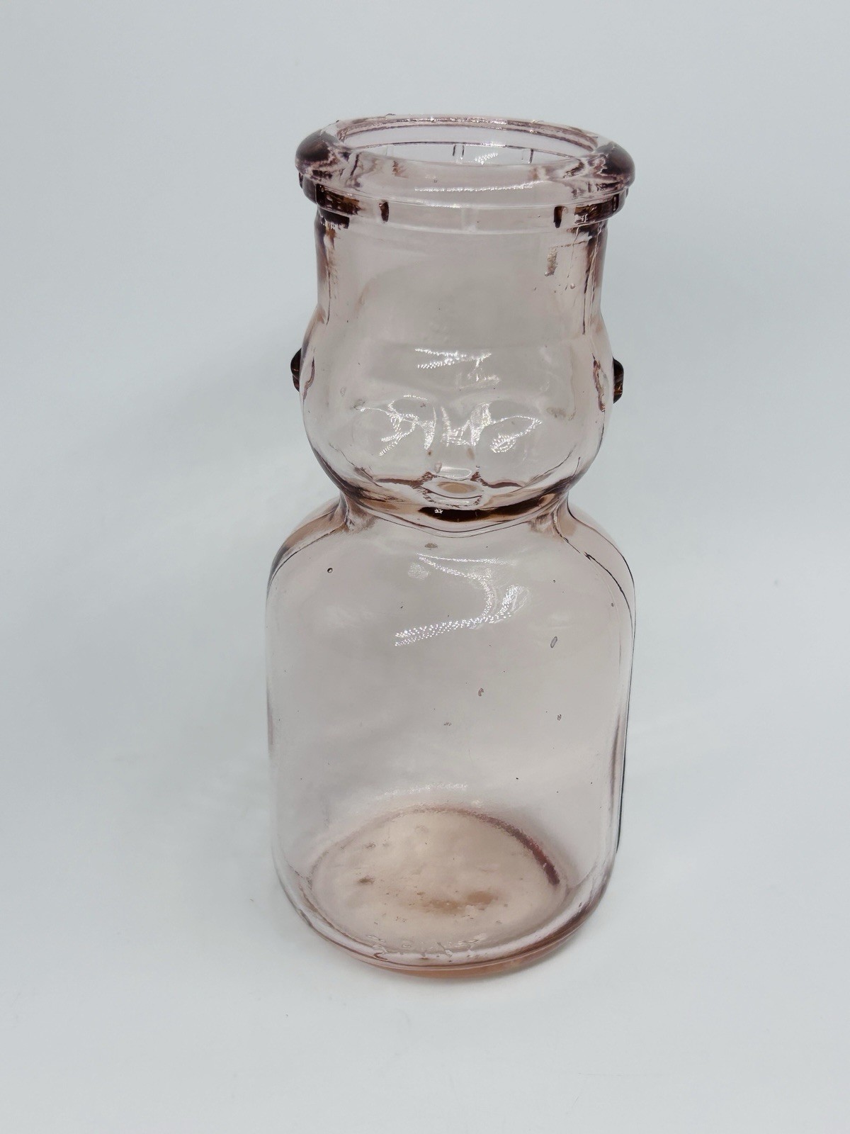 Brookfield Dairy Pink Glass 1/2 Pint Baby Face Top Milk Cream 5.5