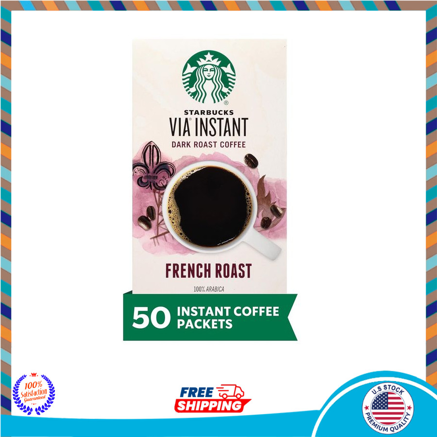 Starbucks VIA Instant Coffee Dark Roast French Roast, 50 Pack
